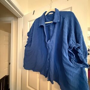 Blue Women's Button-Up Blouse